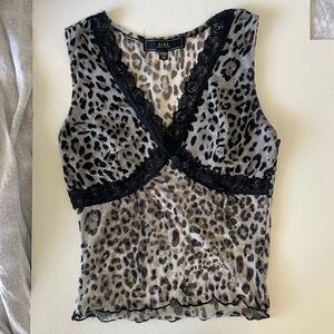 Vibe Leopard Print Mesh V Sleeveless Top